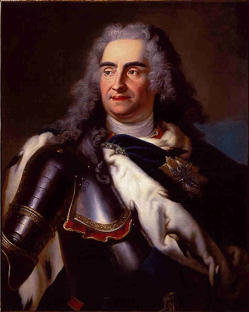 August II., der Starke, gemalt von Louis de Silvestre vor 1720. Historisches Porträt, reproduziert über Wikimedia Commons.